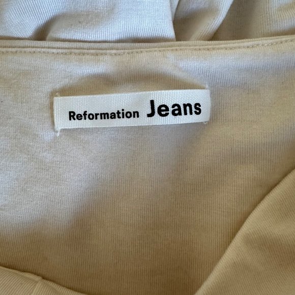 Reformation A Line Dress Sweetheart Midi Pullover Spaghetti Straps Ivory Color S - Picture 6 of 10